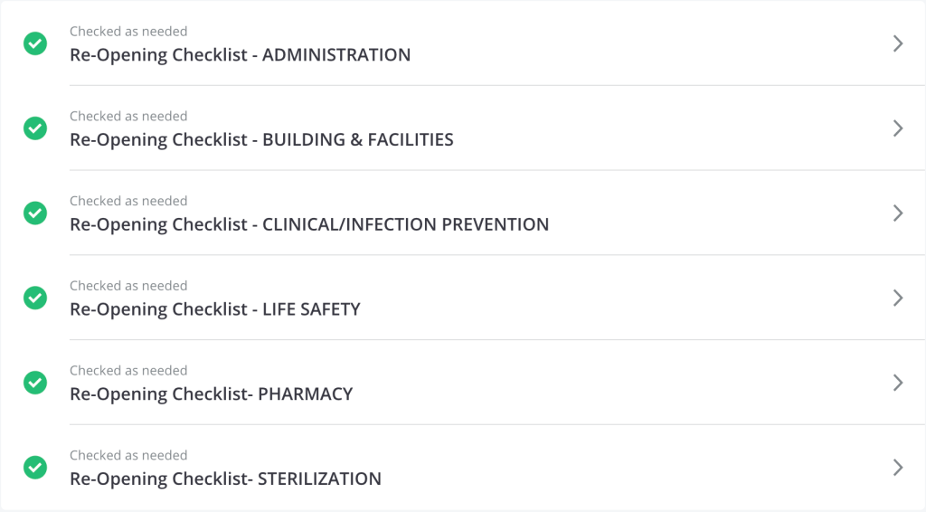 ASC reopening checklist